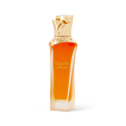 Maison Asrar Vanilla Aura Eau de Parfum 100 ml bottle – creamy vanilla gourmand fragrance with amber, sandalwood, soft florals, and musky base