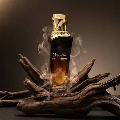 Maison Asrar Vanilla Seduction Eau de Parfum 100 ml bottle – sweet vanilla gourmand fragrance with caramel, amber, florals, and musky sandalwood base
