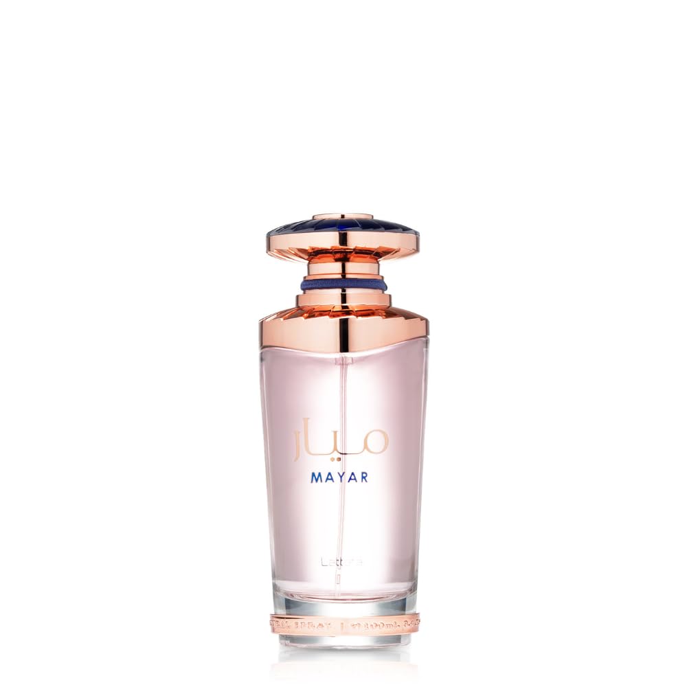 Lattafa Mayar Women 100 ml (3.4 oz) bottle – sweet berries white floral top over a clean musky amber fresh base.