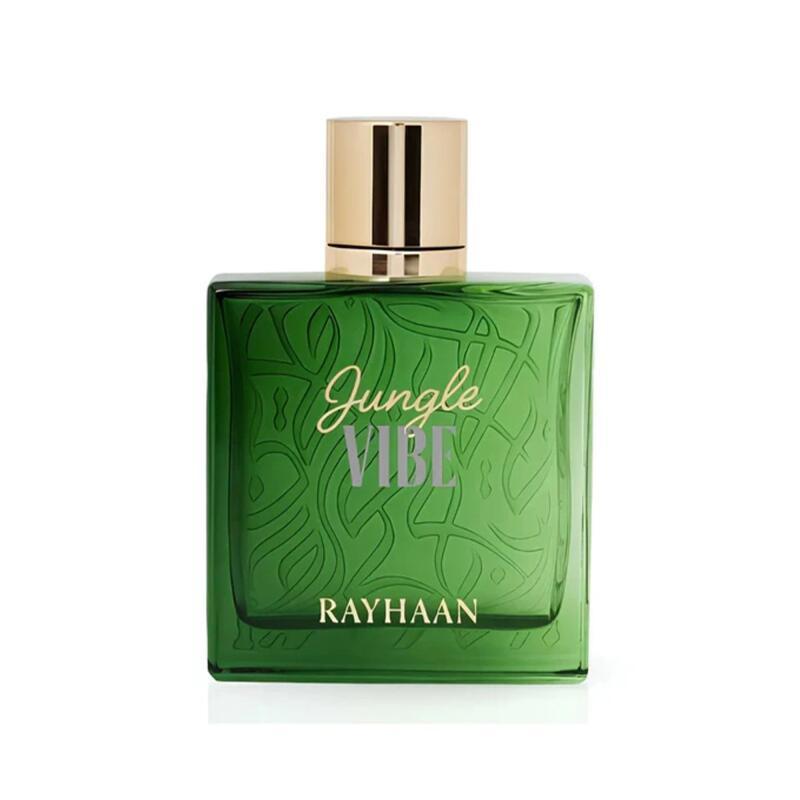 Rayhaan Jungle Vibe Eau de Parfum 100 ml bottle – fresh green woody fragrance with bergamot, lavender, cedarwood, vetiver, and musky amber base
